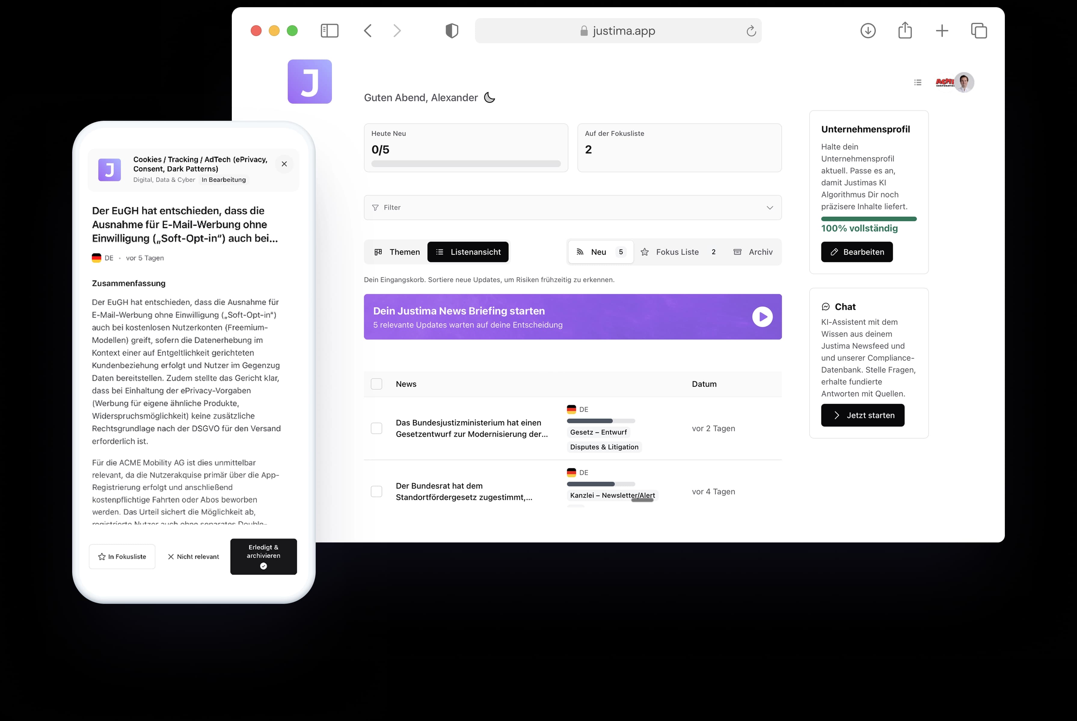 Justima App Screenshot
